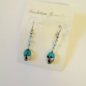 Elegant Blue and Silver Drop Earrings